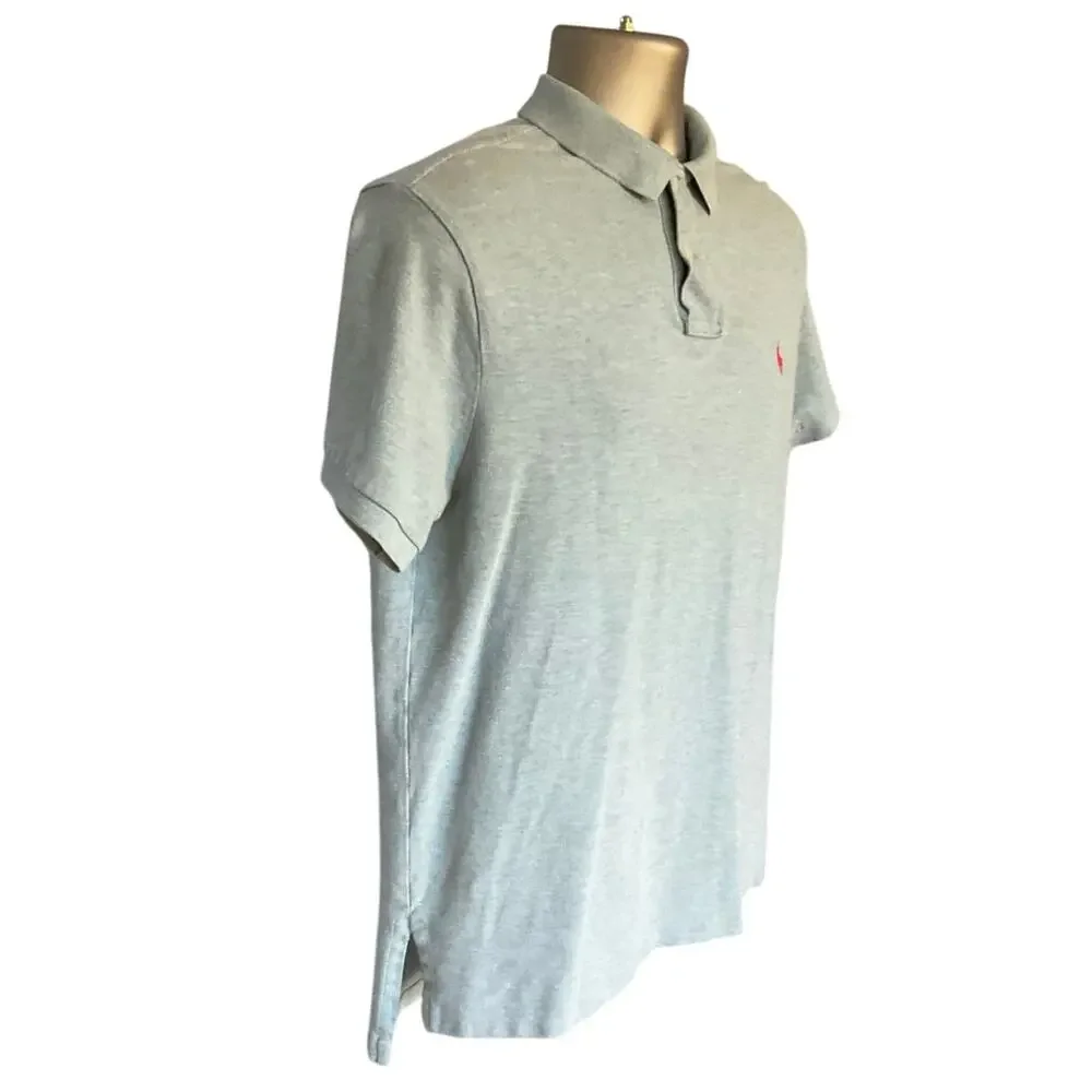 Polo by Ralph Lauren Light Gray Polo with Pink Pony Logo